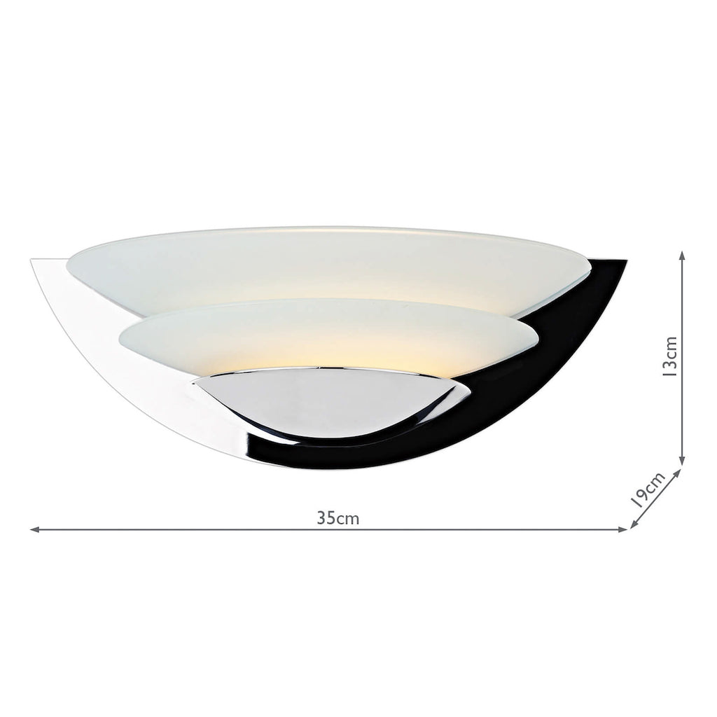 Una Glass 2 Disc Wall Bracket Chrome<br>Opal Glass