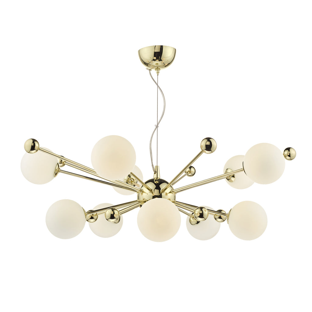 Ursa 10 Light Pendant Polished Gold Opal Glass<br>Polished Gold