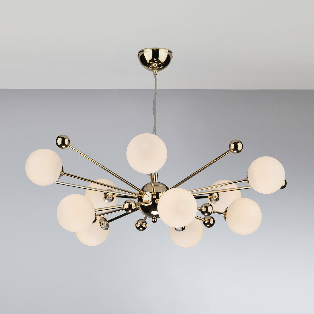 Ursa 10 Light Pendant Polished Gold Opal Glass<br>Polished Gold