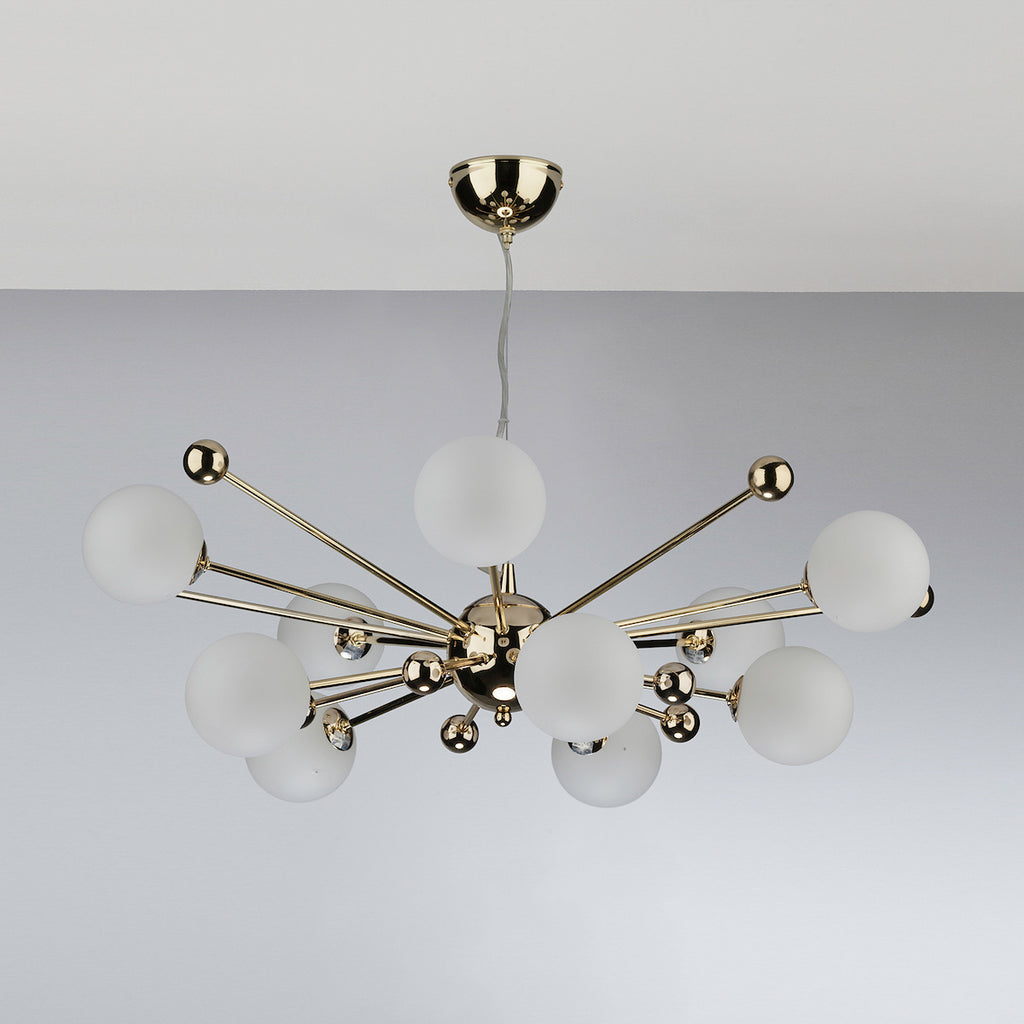 Ursa 10 Light Pendant Polished Gold Opal Glass<br>Polished Gold
