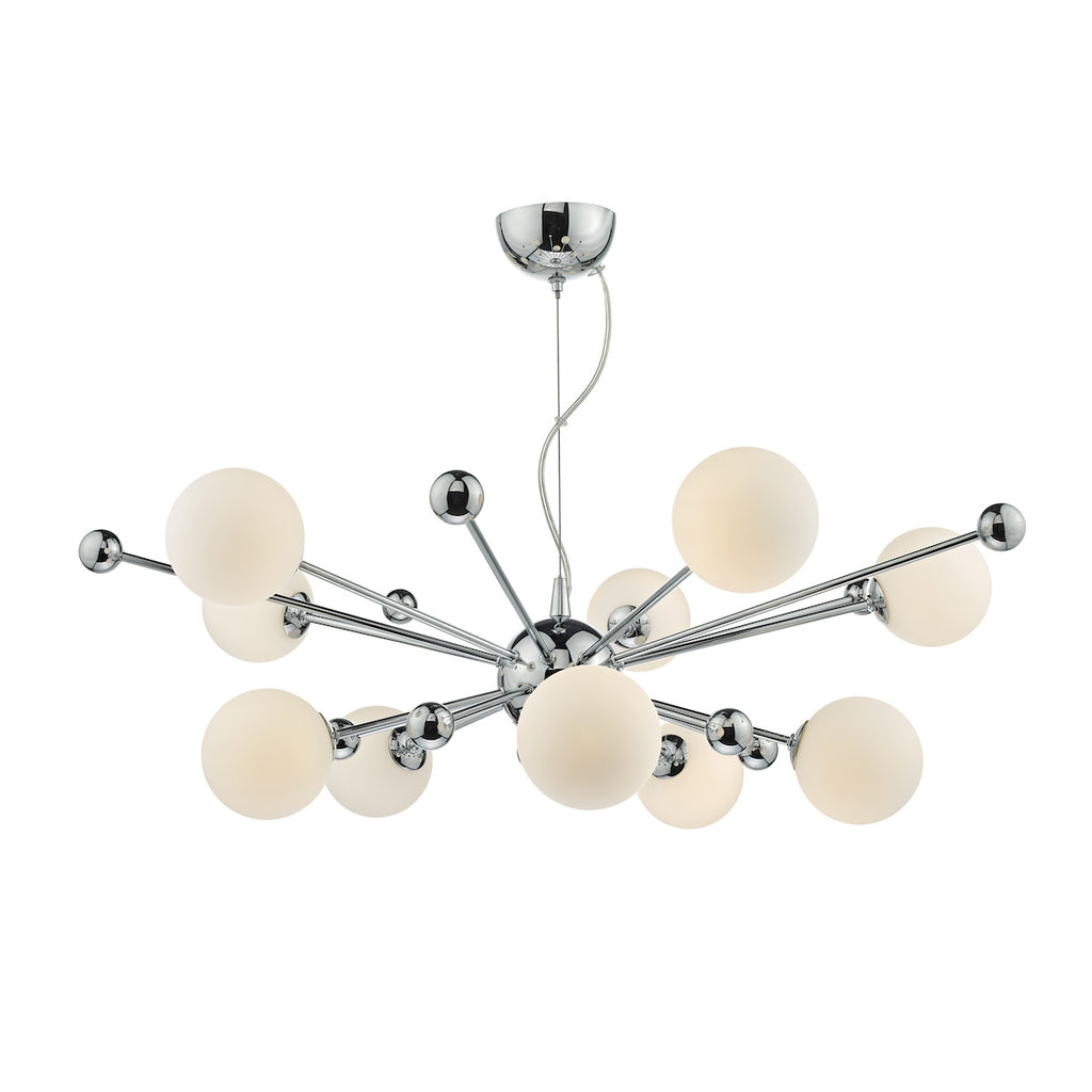 Ursa 10 Light Pendant Polished Chrome Opal Glass<br>Polished Chrome