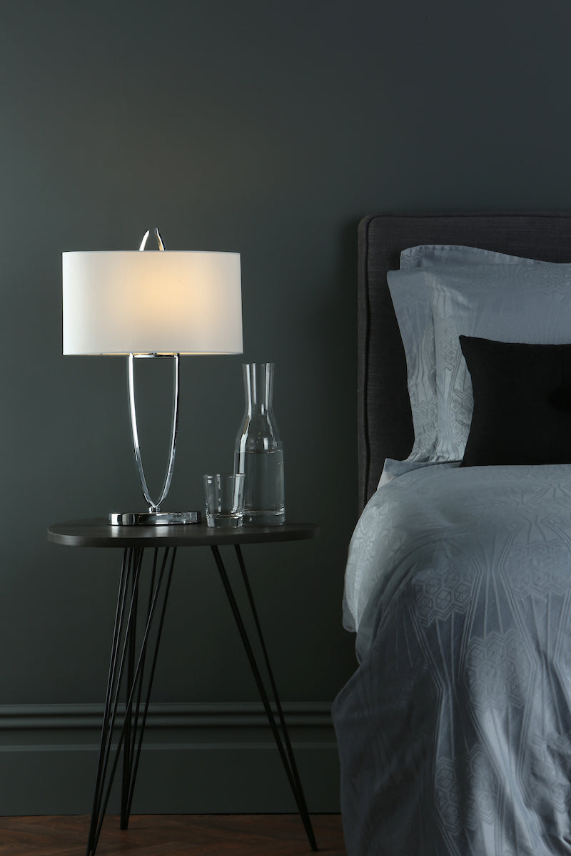 Utara Table Lamp Polished Chrome With Shade <br>Polished Chrome