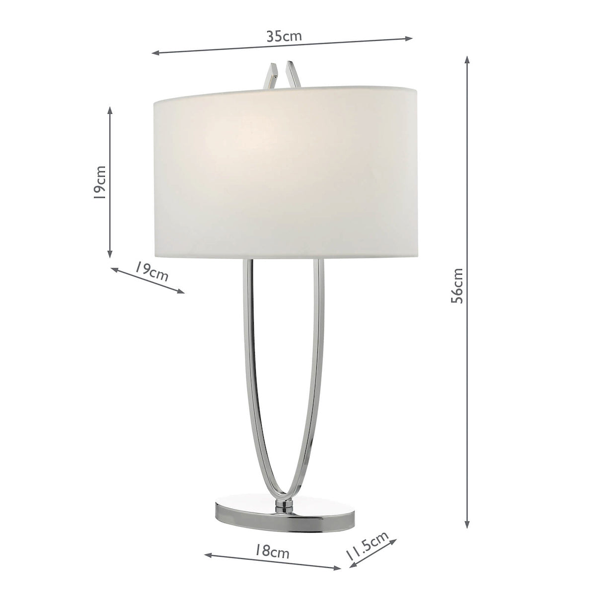 Utara Table Lamp Polished Chrome With Shade <br>Polished Chrome