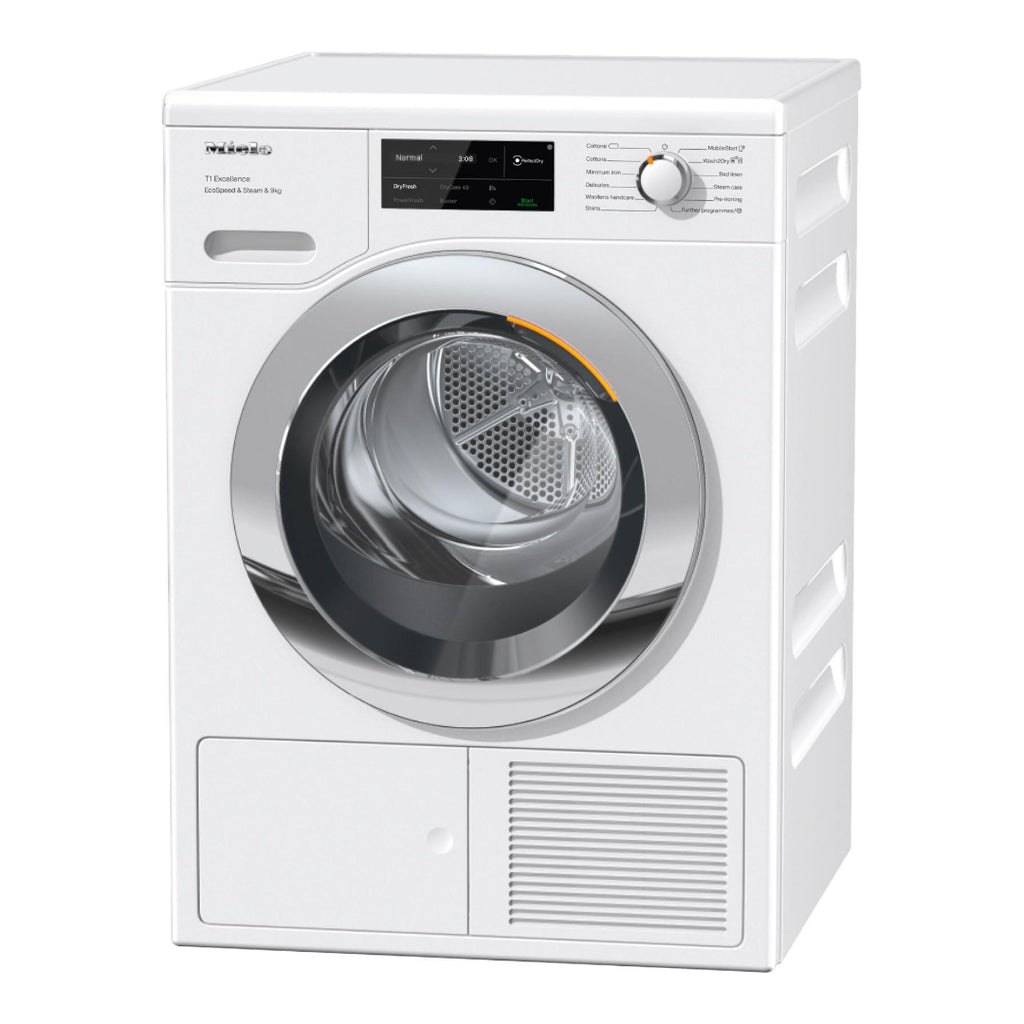 Miele TEL785WP Ecospeed and Steam 9kg Heat-Pump Tumble Dryer - White