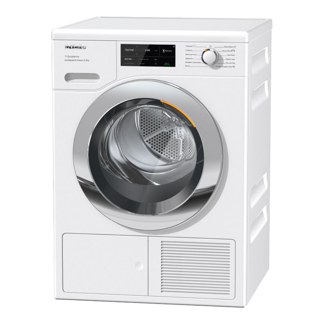 Miele TEL785WP Ecospeed and Steam 9kg Heat-Pump Tumble Dryer - White