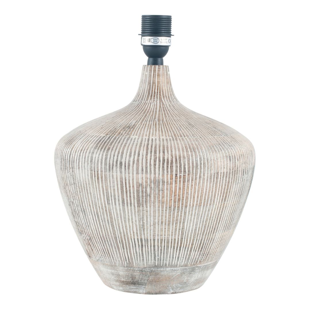 Manaia White Wash Textured Wood Table Lamp Base