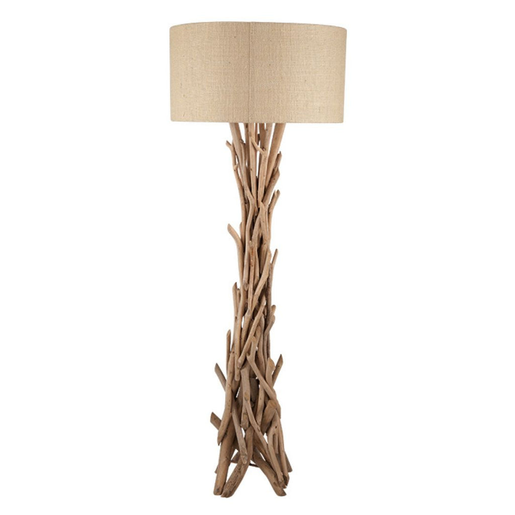 Derna Drift Wood Floor Lamp with Natural Jute Shade