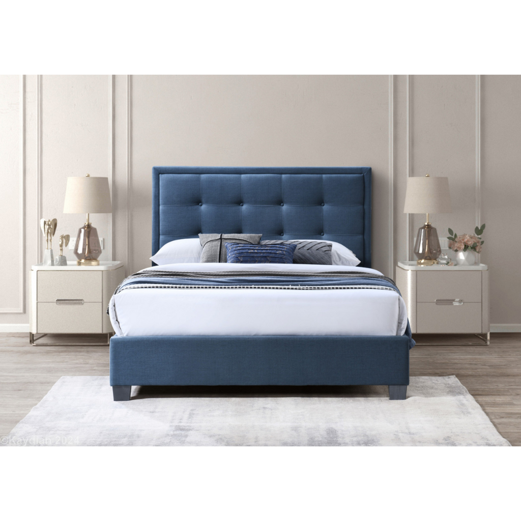 Grafton Static Bed in Bolero Blue Steel - Double 4'6