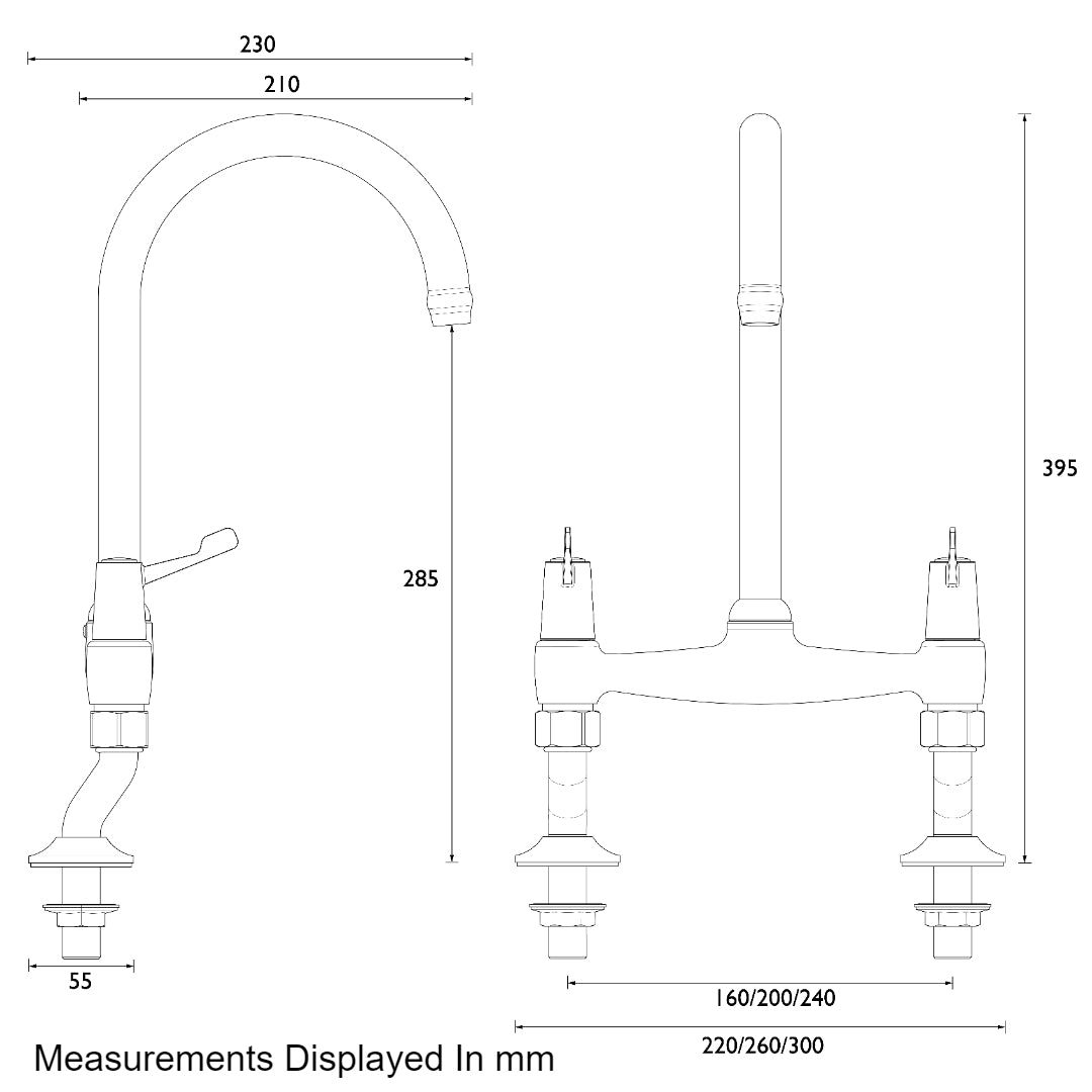 Bristan Lever Bridge Deck Sink Mixer With Ceramic Disc Valves - Chrome