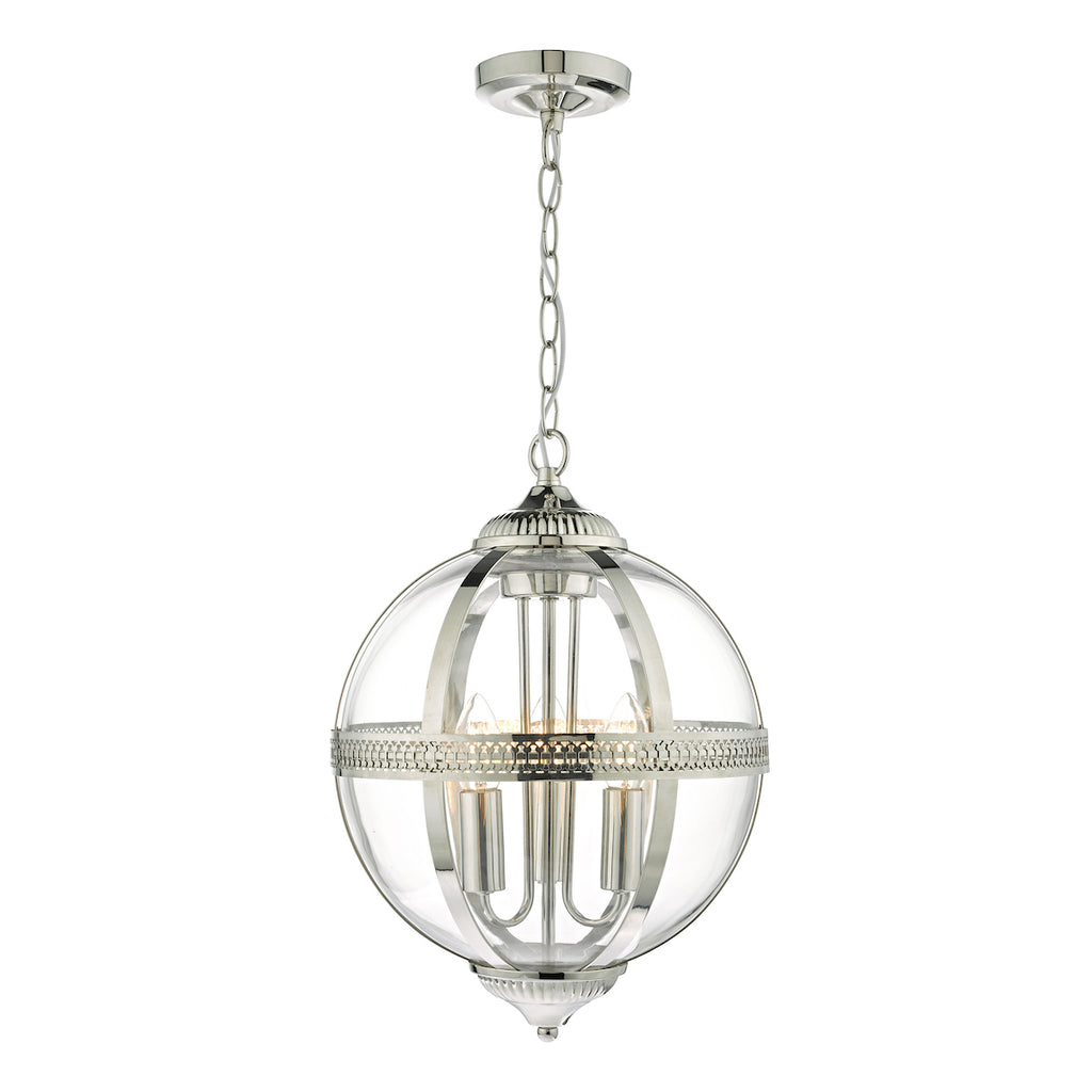 Vanessa 3 Light Pendant Polished Nickel & Glass<br>Polished Nickel