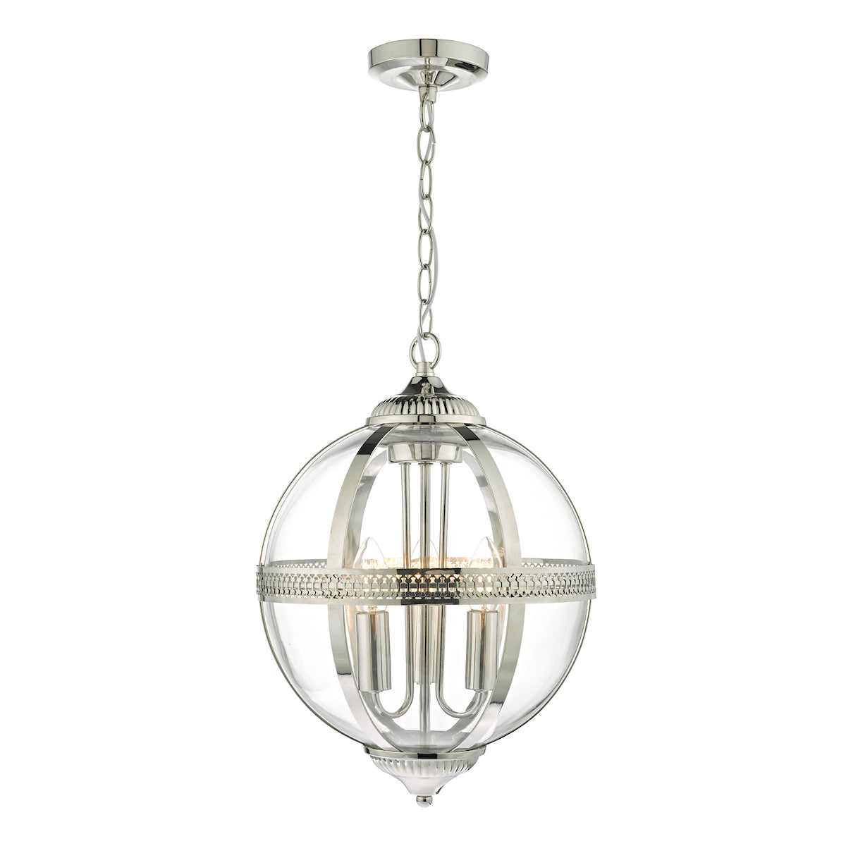 Vanessa 3 Light Pendant Polished Nickel & Glass<br>Polished Nickel