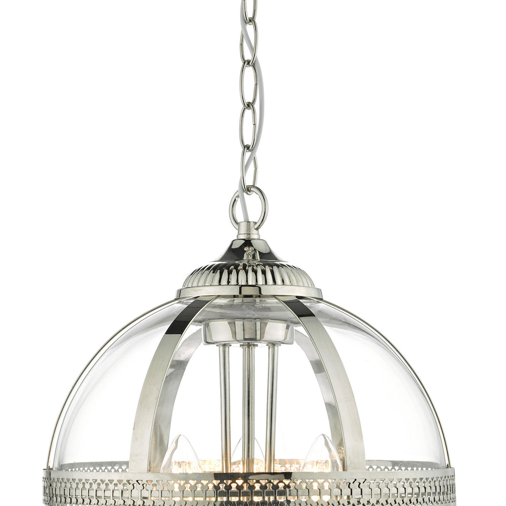 Vanessa 3 Light Pendant Polished Nickel & Glass<br>Polished Nickel