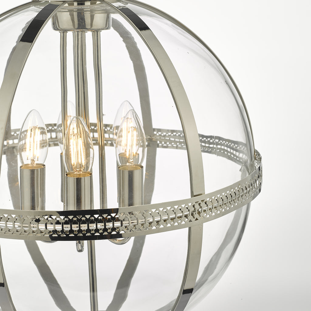 Vanessa 5 Light Pendant Polished Nickel And Clear<br>Polished Nickel