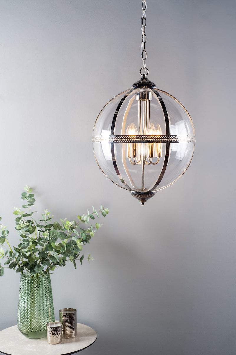 Vanessa 5 Light Pendant Polished Nickel And Clear<br>Polished Nickel
