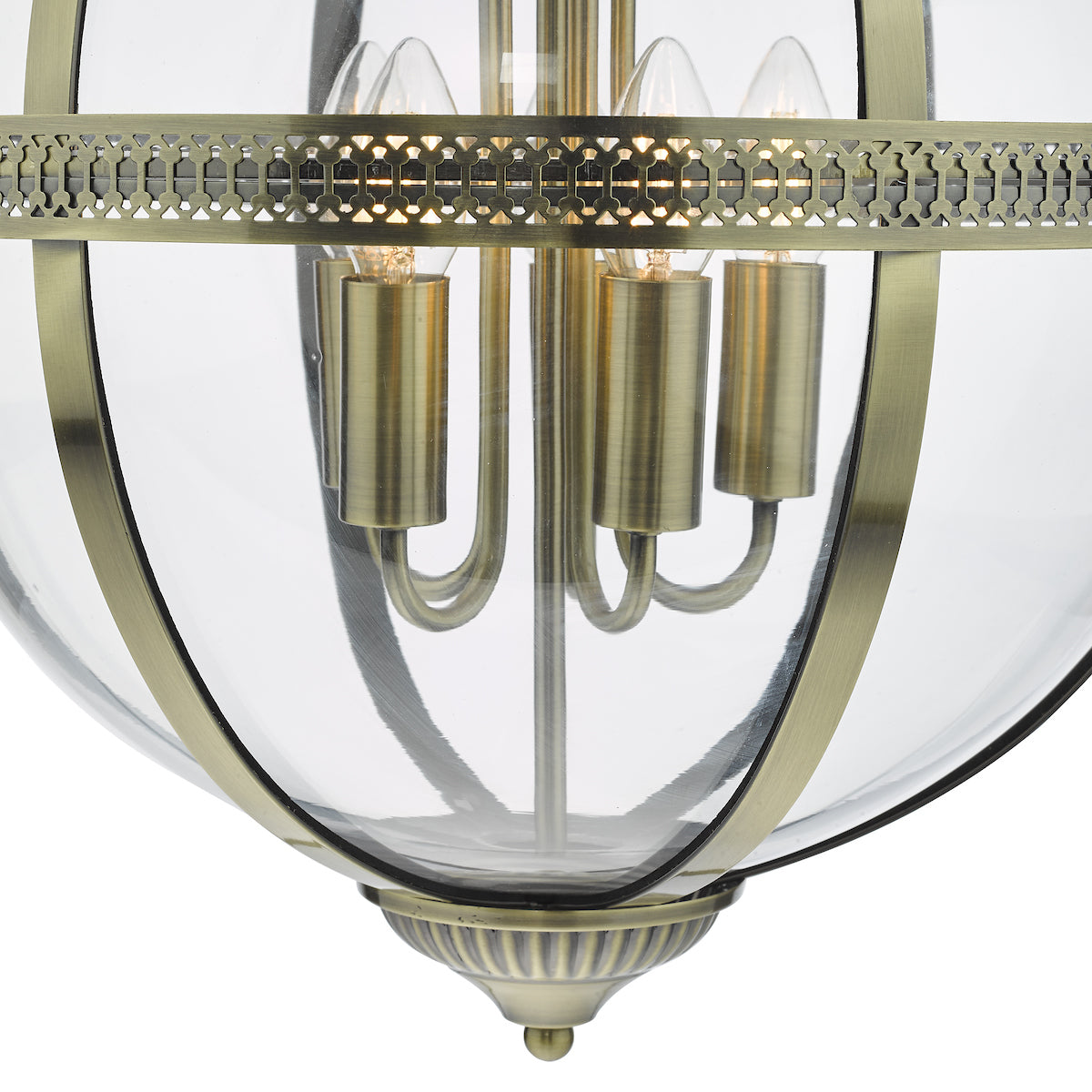 Vanessa 5 Light Lantern Antique Brass Glass<br>Antique Brass