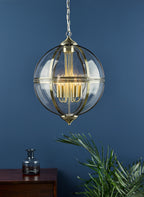 Vanessa 5 Light Lantern Antique Brass Glass<br>Antique Brass