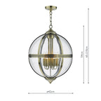 Vanessa 5 Light Lantern Antique Brass Glass<br>Antique Brass