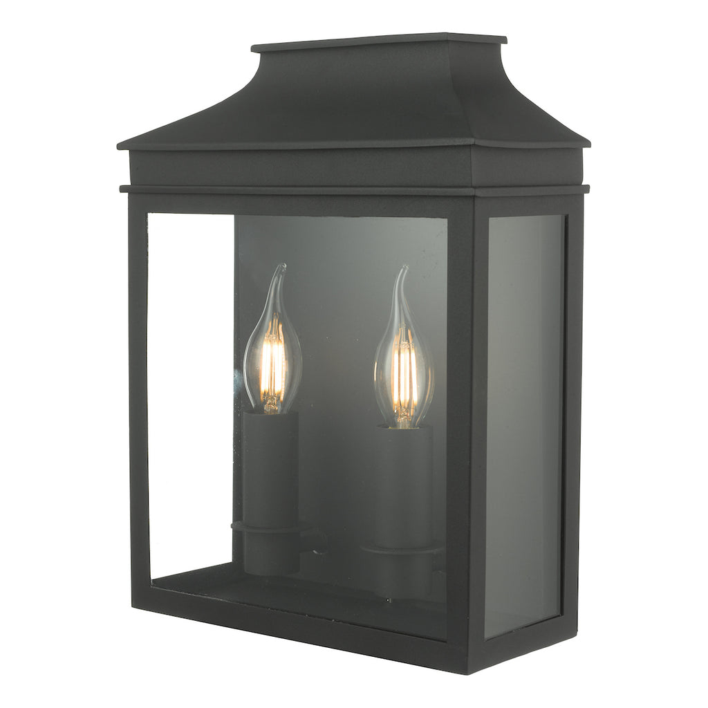 Vapour 2 Light Coach Lantern Outdoor Wall Light Matt Black IP44<br>Matt Black