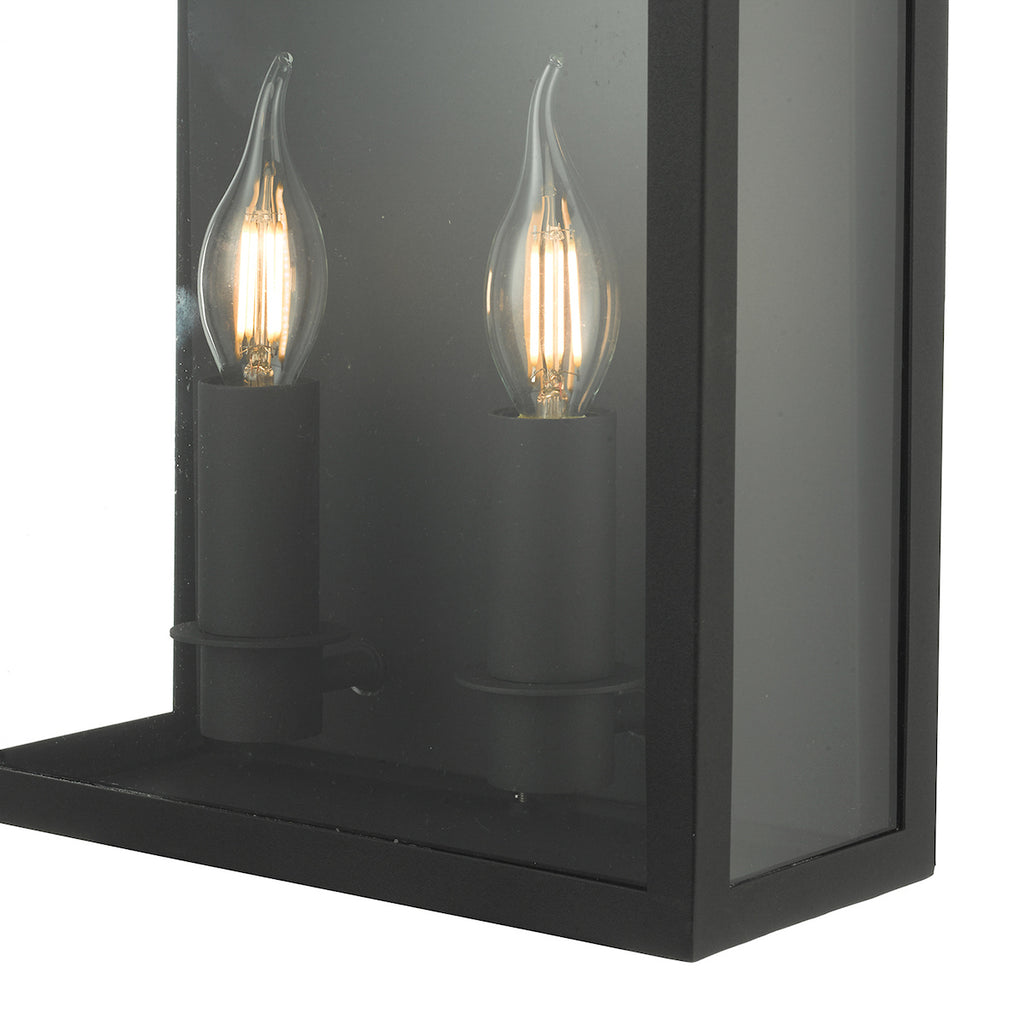 Vapour 2 Light Coach Lantern Outdoor Wall Light Matt Black IP44<br>Matt Black