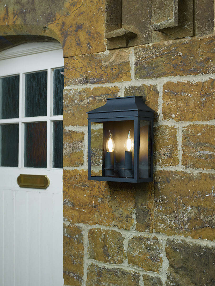 Vapour 2 Light Coach Lantern Outdoor Wall Light Matt Black IP44<br>Matt Black