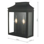 Vapour 2 Light Coach Lantern Outdoor Wall Light Matt Black IP44<br>Matt Black