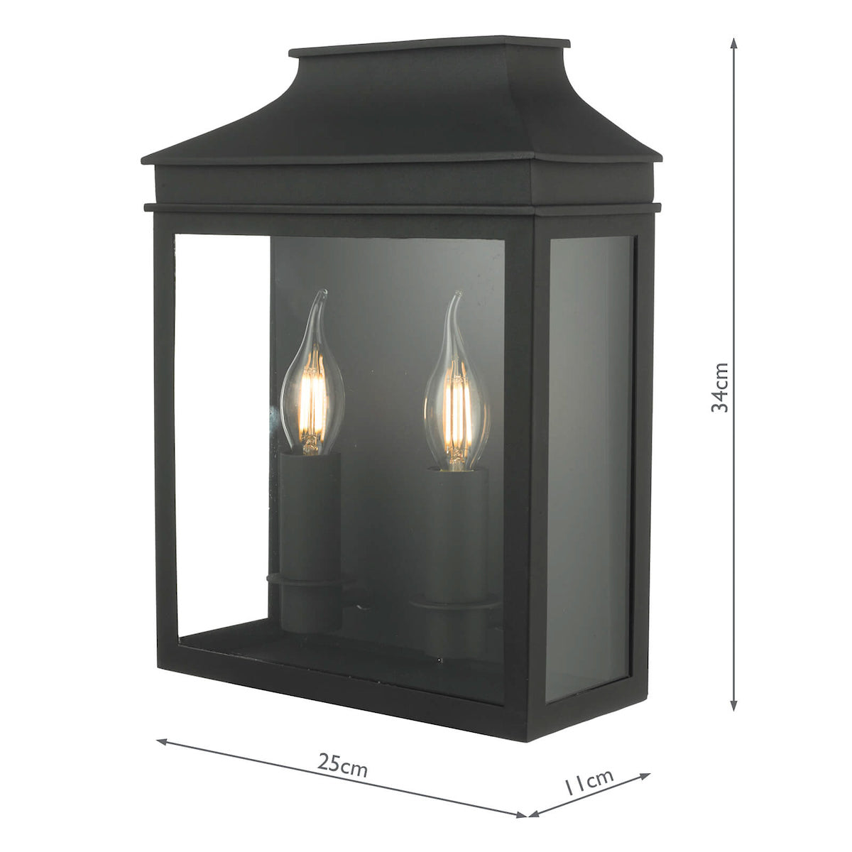 Vapour 2 Light Coach Lantern Outdoor Wall Light Matt Black IP44<br>Matt Black
