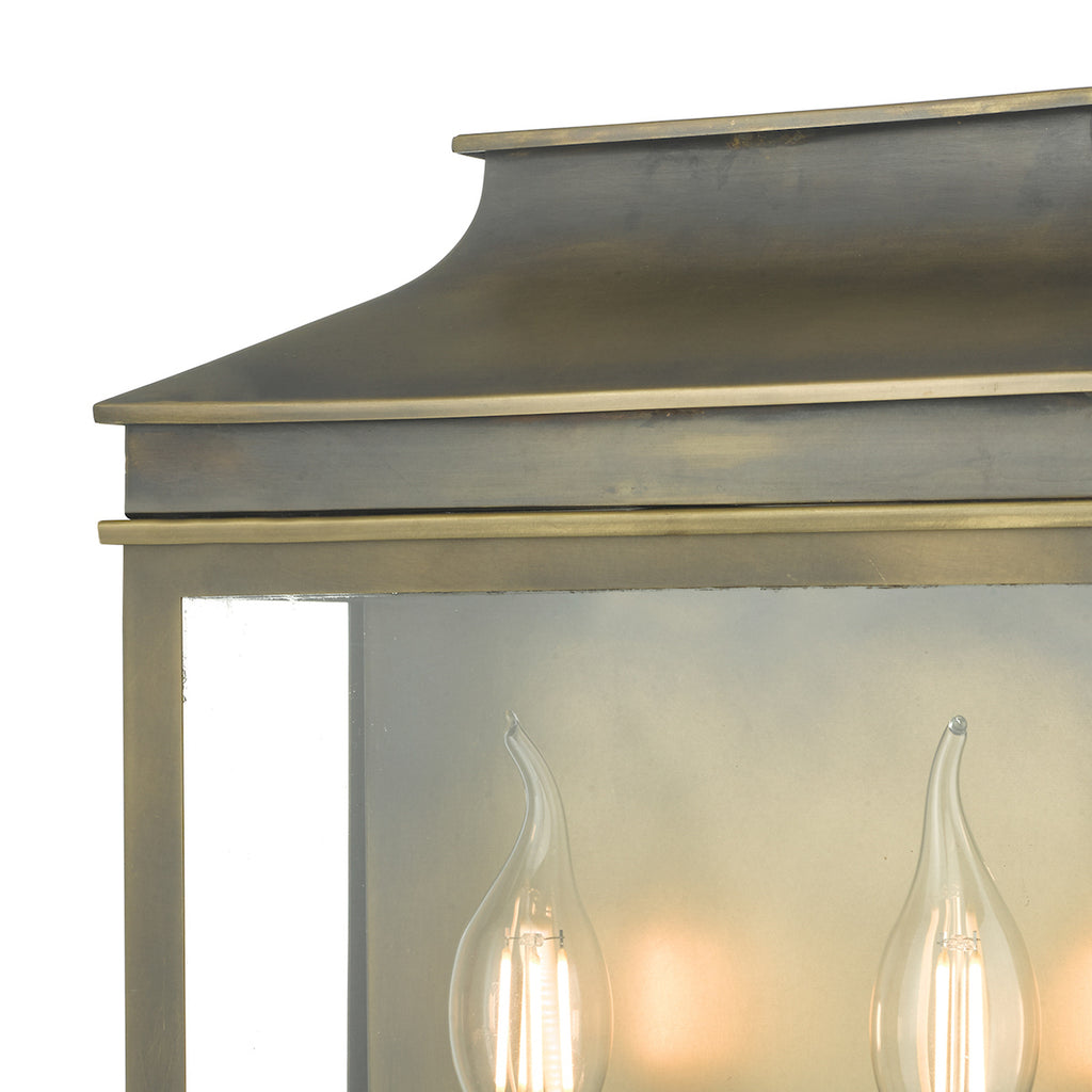 Vapour 2 Light Coach Lantern Outdoor Wall Light Weathered Brass IP44<br>Weathered Brass