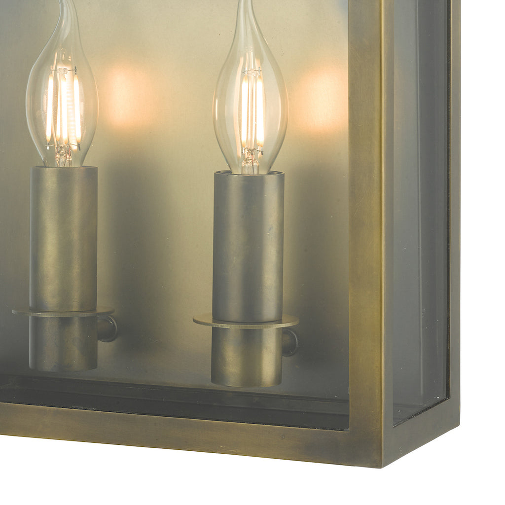 Vapour 2 Light Coach Lantern Outdoor Wall Light Weathered Brass IP44<br>Weathered Brass