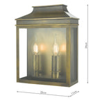 Vapour 2 Light Coach Lantern Outdoor Wall Light Weathered Brass IP44<br>Weathered Brass