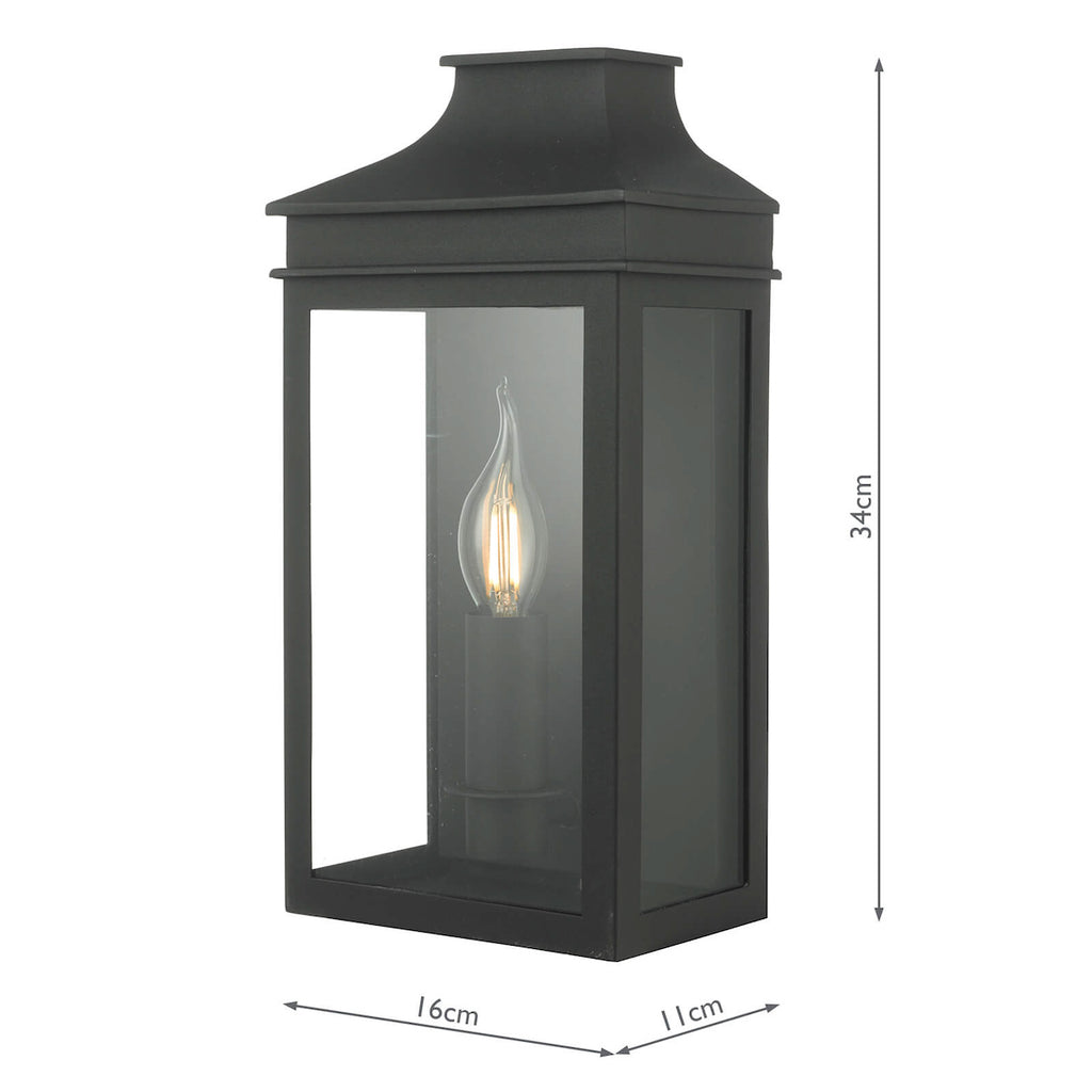 Vapour Coach Lantern Outdoor Wall Light Matt Black IP44<br>Matt Black