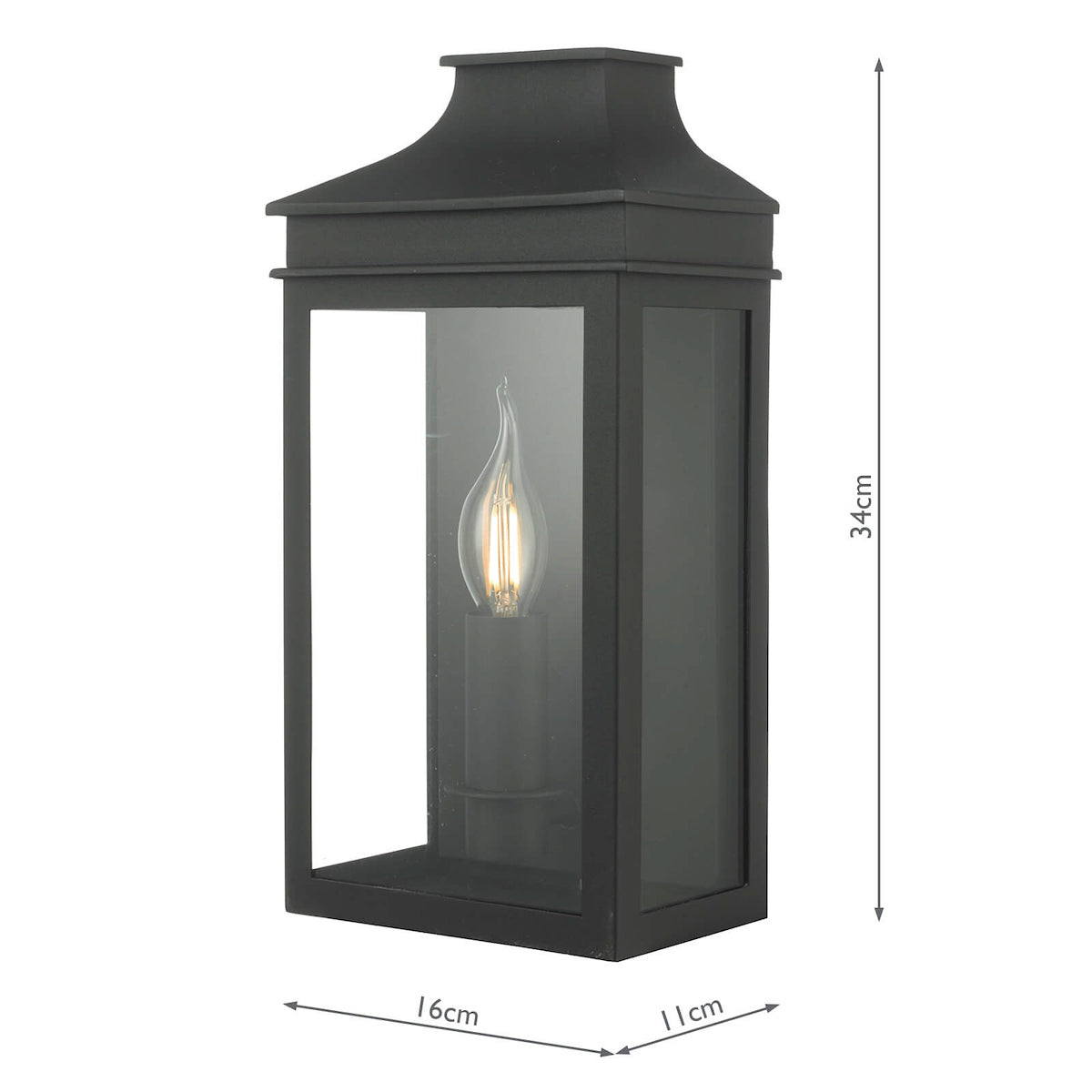 Vapour Coach Lantern Outdoor Wall Light Matt Black IP44<br>Matt Black