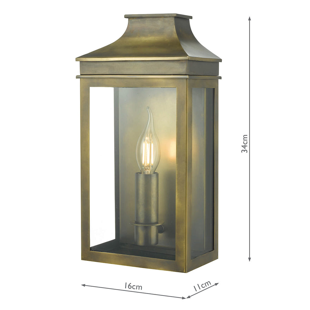 Vapour Coach Lantern Outdoor Wall Light Weathered Brass IP44<br>Weathered Brass
