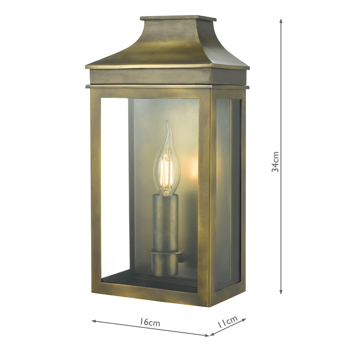 Vapour Coach Lantern Outdoor Wall Light Weathered Brass IP44<br>Weathered Brass
