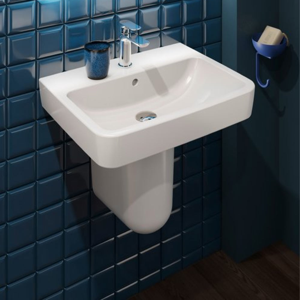 V&B O.novo Semi Pedestal For 550mm Basin - White Alpin