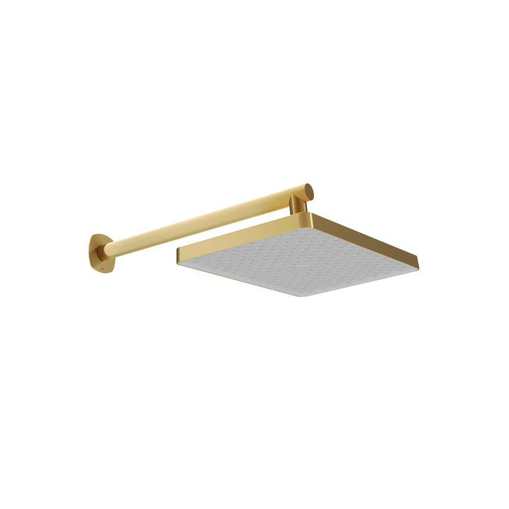 Vado Cameo Shower Head + Wall Mounted Arm - Satin Brass Finish