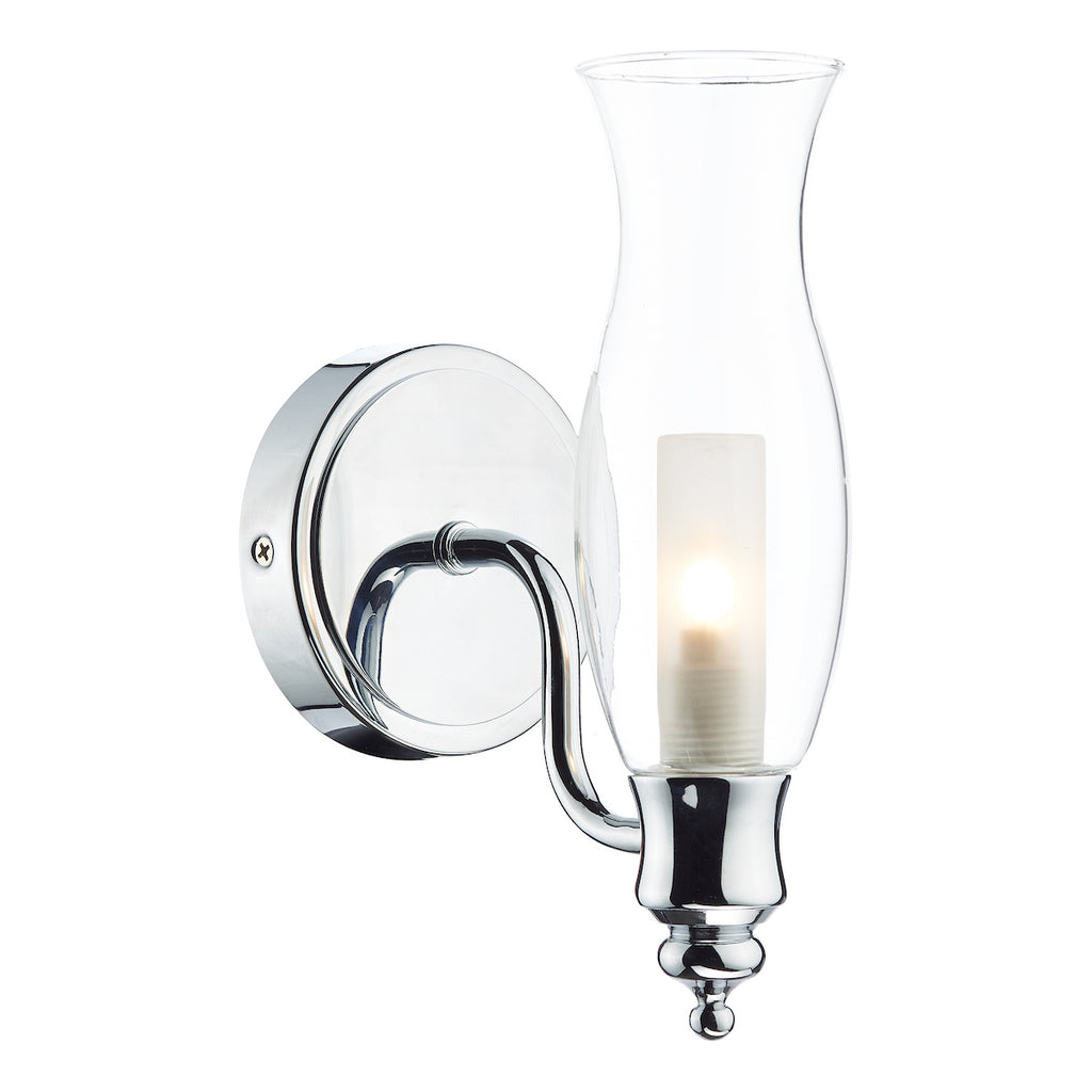 Vestry Bathroom Wall Light Polished Chrome Glass IP44<br>Polished Chrome
