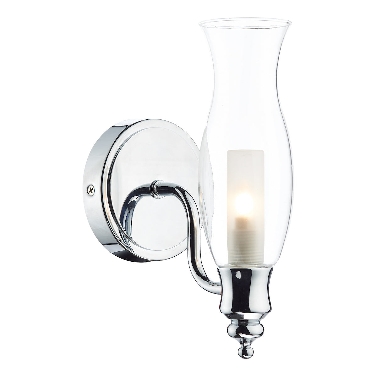 Vestry Bathroom Wall Light Polished Chrome Glass IP44<br>Polished Chrome