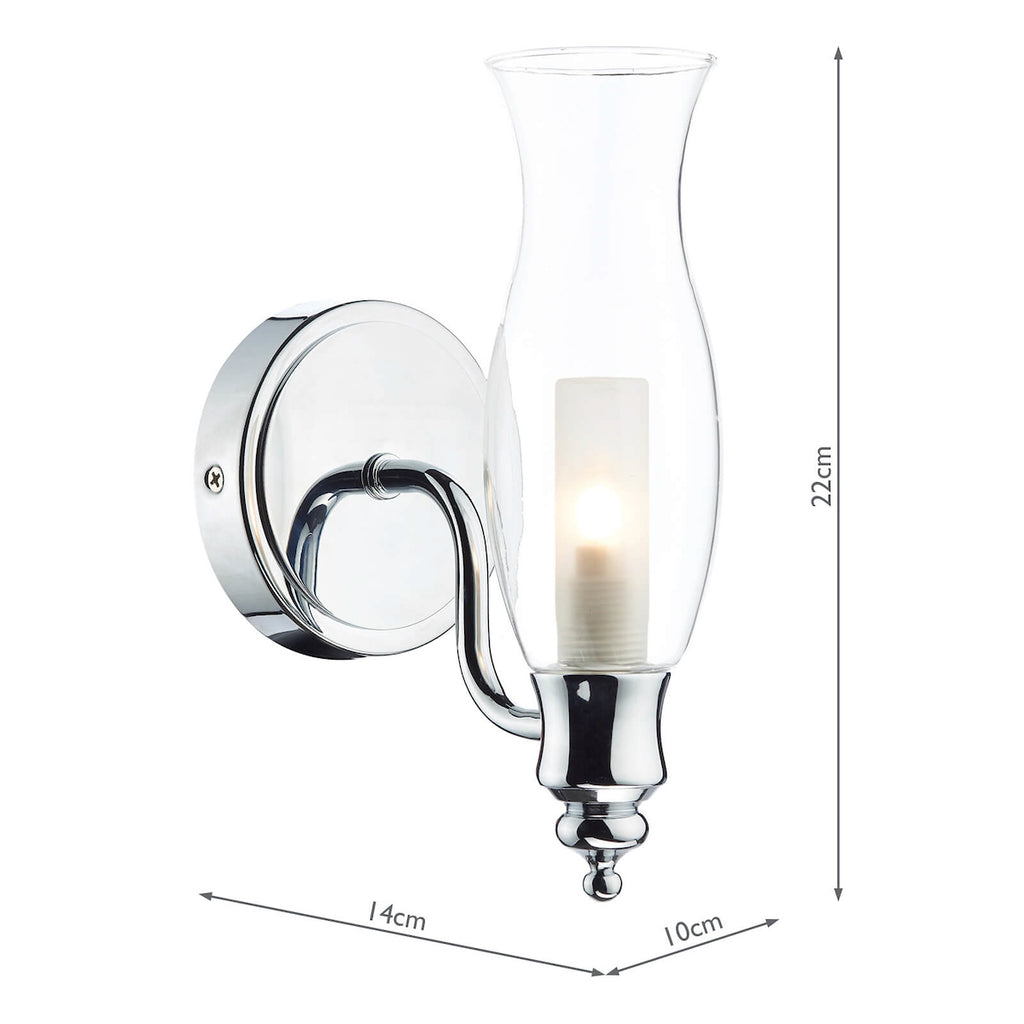 Vestry Bathroom Wall Light Polished Chrome Glass IP44<br>Polished Chrome