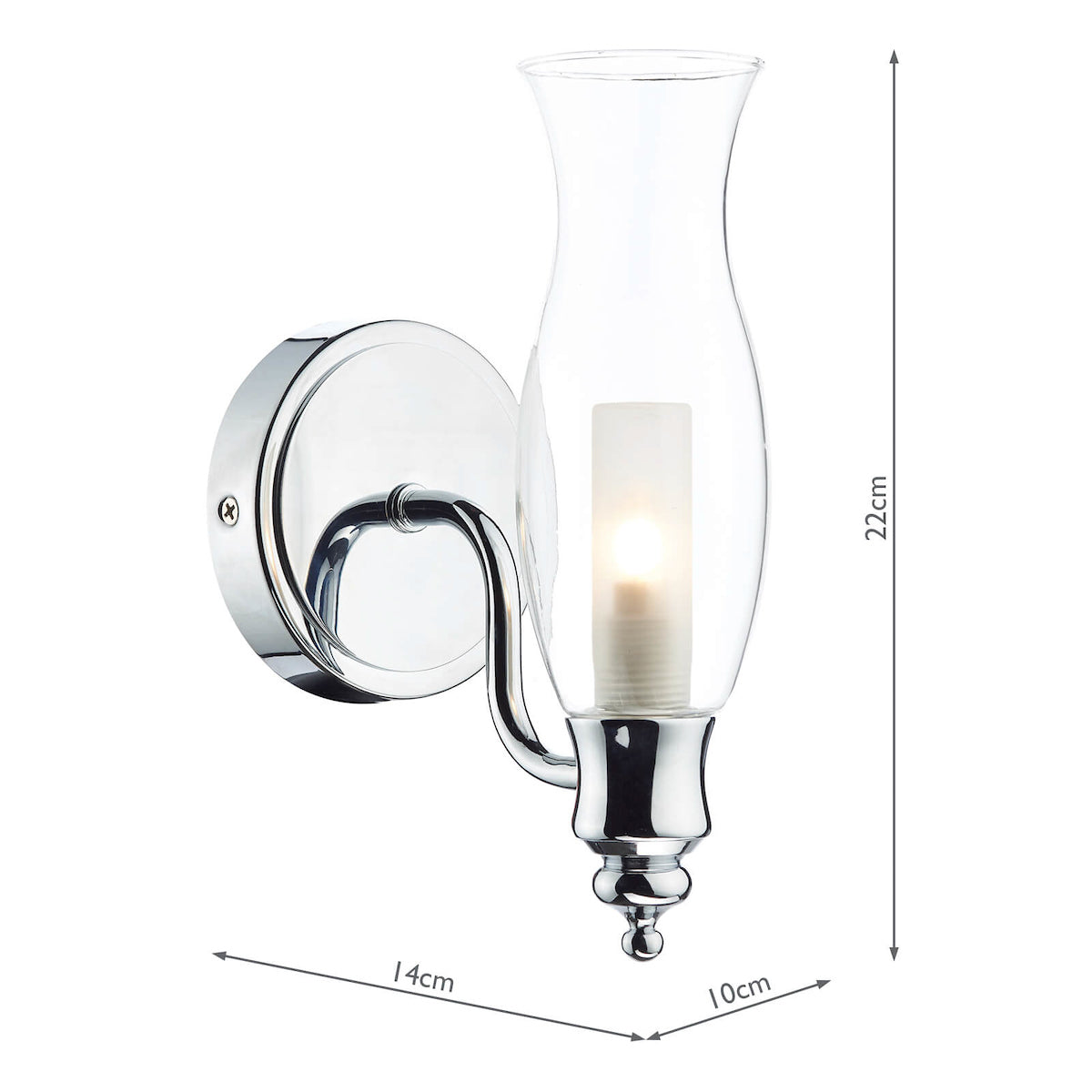 Vestry Bathroom Wall Light Polished Chrome Glass IP44<br>Polished Chrome