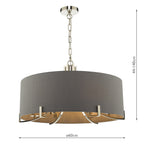 Veyron 6 Light Pendant Polished Nickel With Grey Shade<br>Polished Nickel