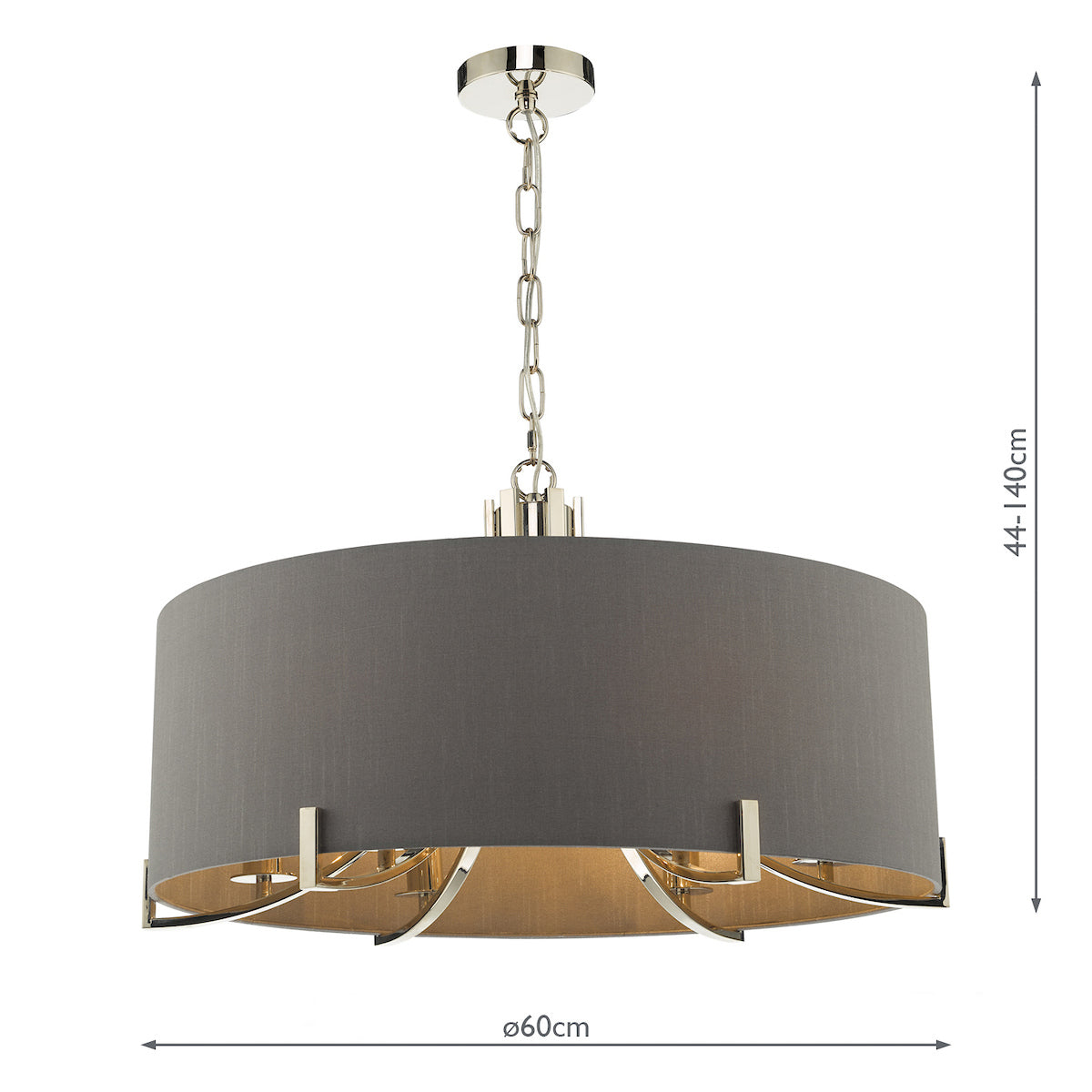 Veyron 6 Light Pendant Polished Nickel With Grey Shade<br>Polished Nickel