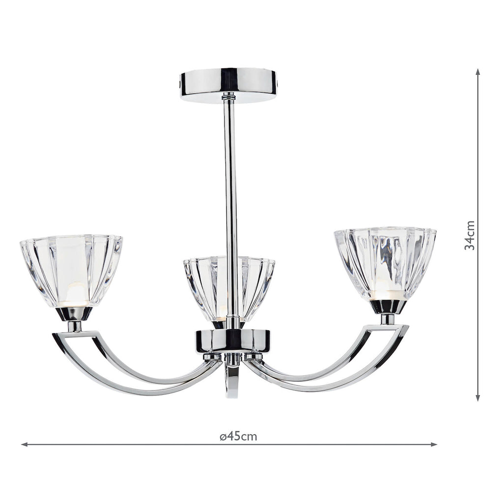 Vito 3 Light Semi Flush Polished Chrome<br>Polished Chrome
