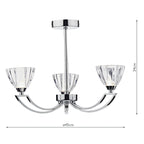Vito 3 Light Semi Flush Polished Chrome<br>Polished Chrome