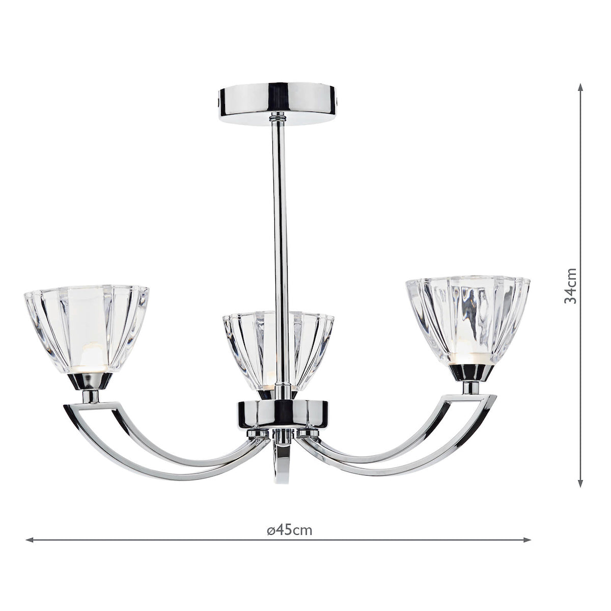 Vito 3 Light Semi Flush Polished Chrome<br>Polished Chrome