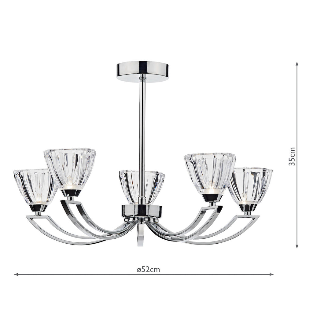 Vito 5 Light Semi Flush Polished Chrome<br>Polished Chrome