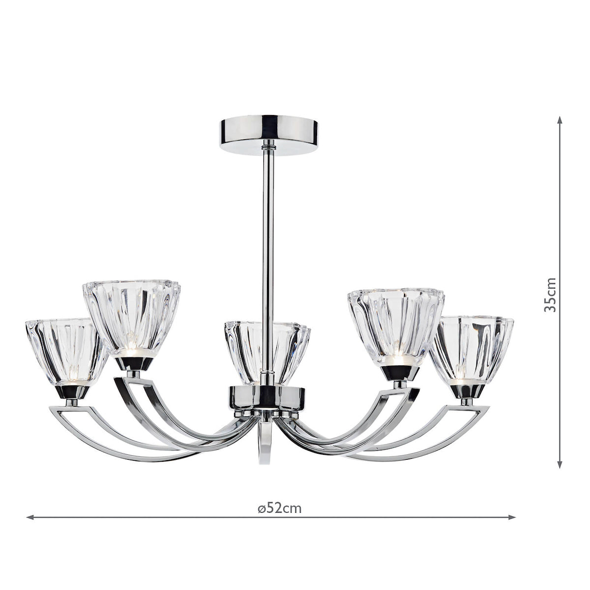 Vito 5 Light Semi Flush Polished Chrome<br>Polished Chrome