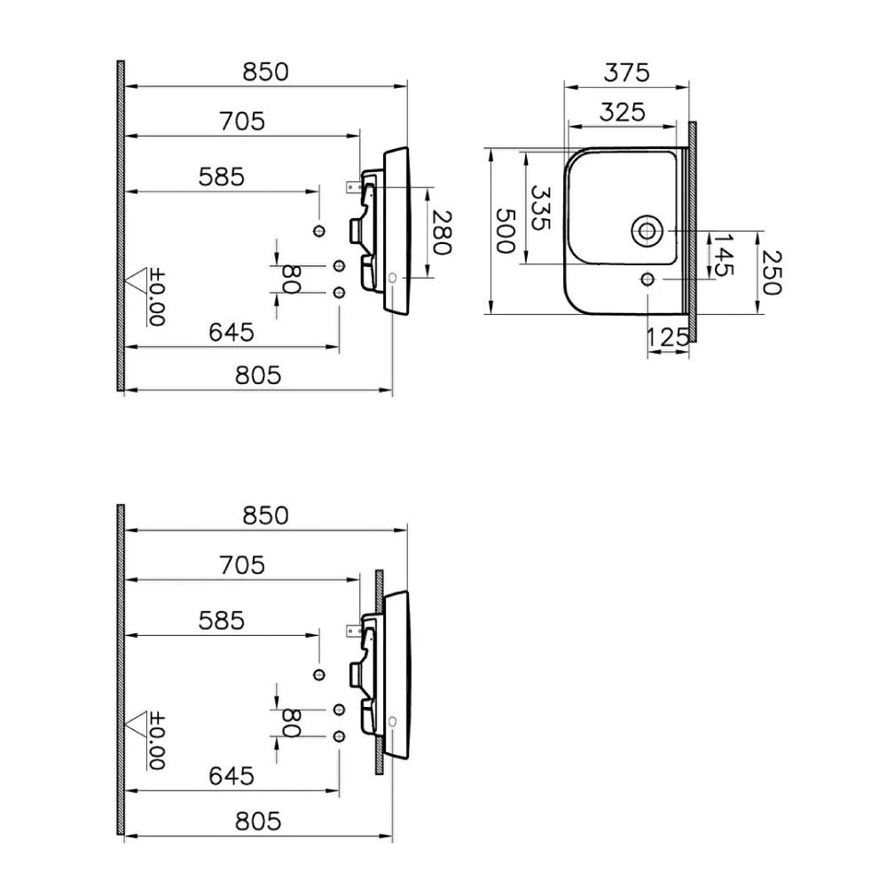 VitrA Sento 500x375mm 1 T/H Compact Basin 5945B003-0029