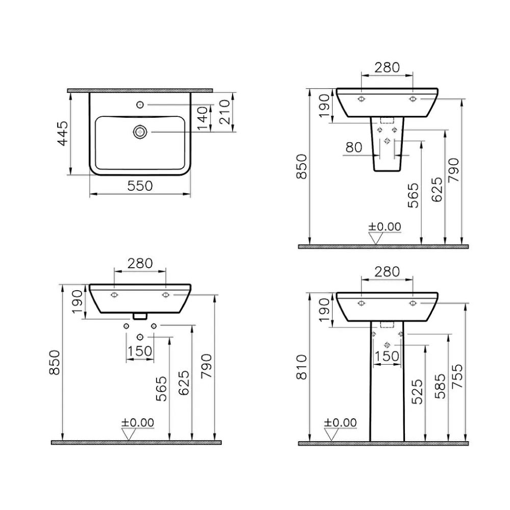 VitrA Integra 550x450mm 1 T/H Basin