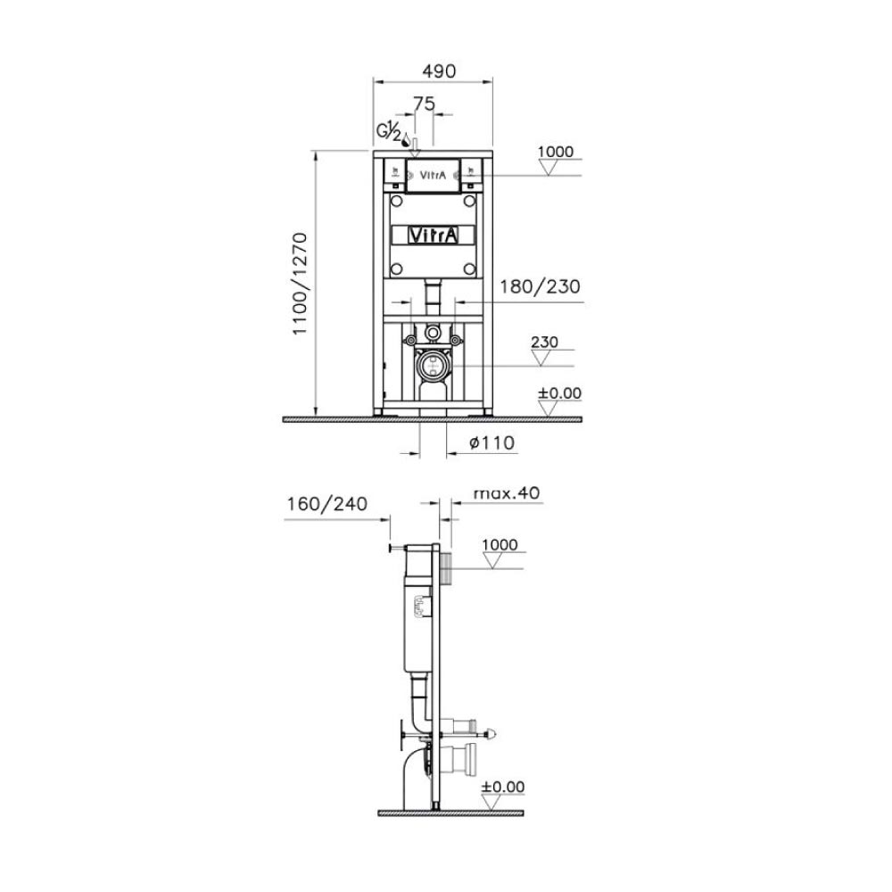 VitrA 1100-1270mm WC Frame
