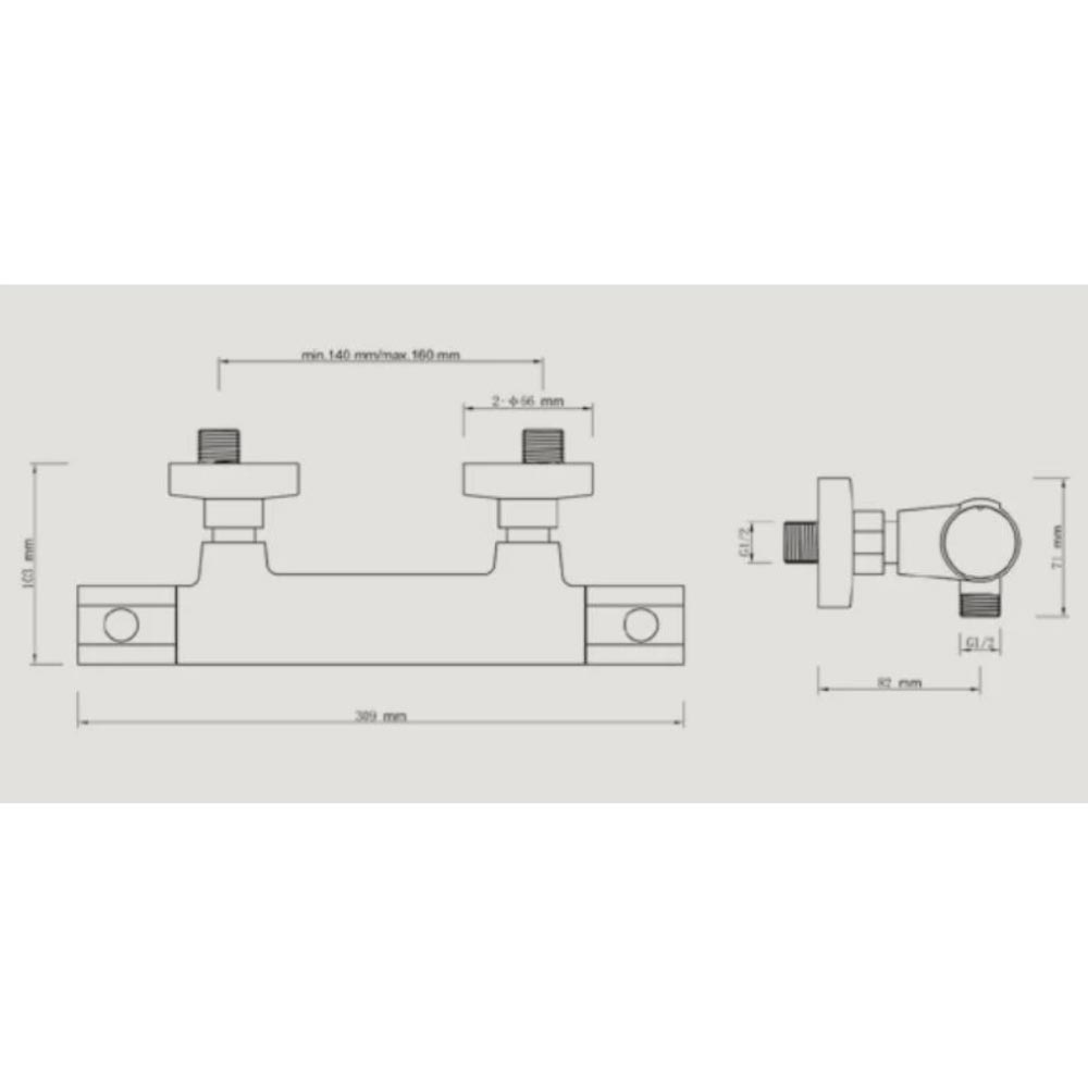 VitrA High Pressure Thermostatic Bar Shower Valve C/W Multi Function Kit